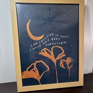 MHN Framed Art Print - I Am Choosing To Trust Flowers Moon